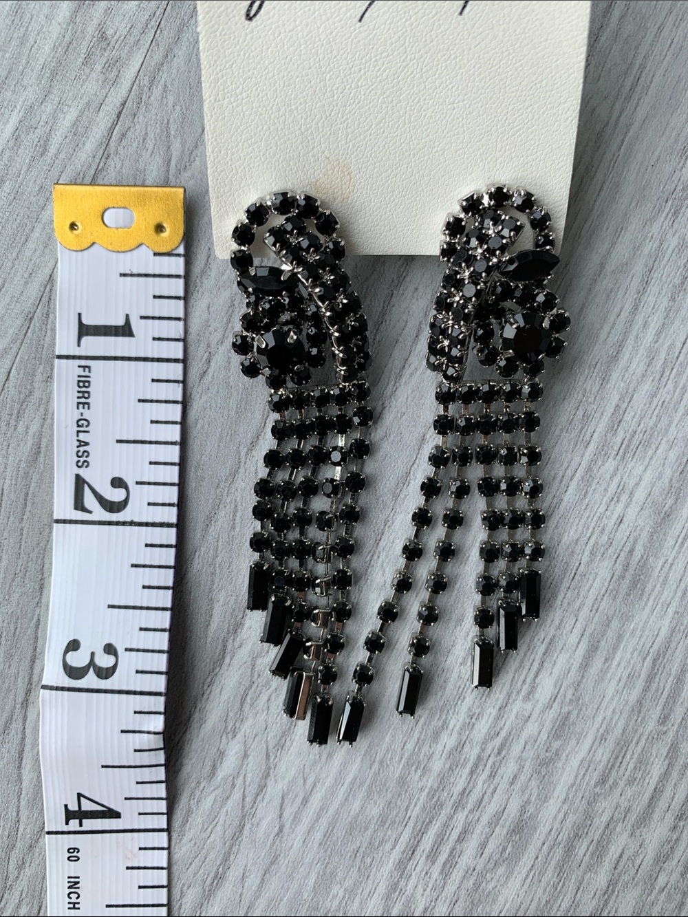 Free People Black Cascade Crystal Fringe Earrings - Picture 5 of 6